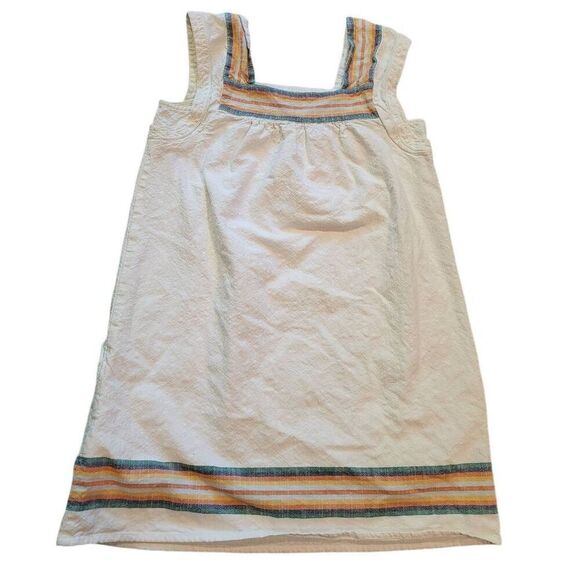 Faherty Hailee Dress Women's Small Ivory Rainbow Stripe Shift Mini Organic - Picture 3 of 6